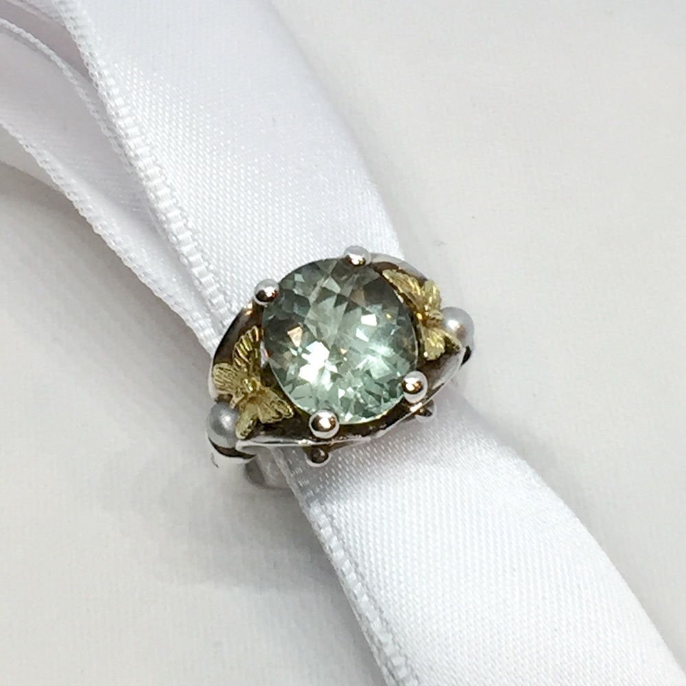 Ann King Sterling Silver & 18k Green Amethyst Ring